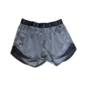 Woman's Loose Under Armour Heatgear Charcoal and Black Running Shorts-Size Small
